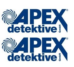 Logo von APEX Detektive GmbH in Blau, doppelt übereinander angeordnet.