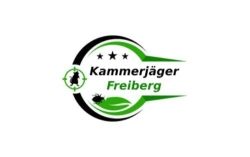 Logo mit Schriftzug "Kammerjäger Freiberg", Käfer- und Blatt-Symbol, grün-schwarz gestaltet.