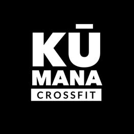 Bold white text logo reads "Kū Mana CrossFit" on a black background.