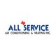 Logo of All Service Air Conditioning & Heating Inc. with Texas outline above.