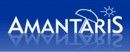 Logo mit Schriftzug "AMANTARIS" auf blauem Hintergrund, Sonne und Orbit dargestellt.