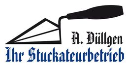 Kelle-Logo mit Schriftzug "A. Düllgen Ihr Stuckateurbetrieb" in gotischer Schrift.