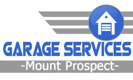 Logo for "Garage Services - Mount Prospect" with a blue garage icon above the text.