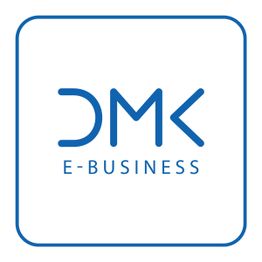 DMK E-Business-Logo in Blau auf weißem Hintergrund.