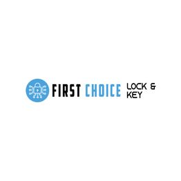 Blue and black "First Choice Lock & Key" logo with a lock and circuit design.