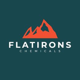 Red mountain logo with "Flatirons Chemicals" text on a dark teal background.