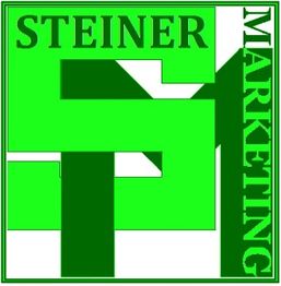 Grünes "Steiner Marketing" Logo mit stilisiertem Buchstaben "S" in einem quadratischen Rahmen.
