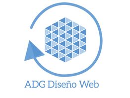 Logo de ADG Diseño Web con figura geométrica y flecha en azul.