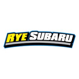 "Rye Subaru logo with bold yellow and white text, outlined in blue and black."