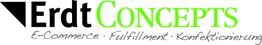 Logo von Erdt Concepts mit Slogan: E-Commerce, Fulfillment, Konfektionierung in Schwarz und Grün.