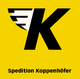 Logo mit einem stilisierten "K" auf gelbem Hintergrund, darunter "Spedition Koppenhöfer".