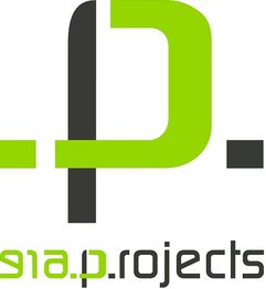 Logo mit modernem Design in Schwarz und Grün, Text: "a.p. projects".