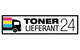 Lkw-Symbol mit farbigen Streifen, daneben Schriftzug: „Toner Lieferant 24“.