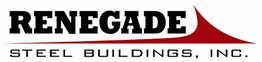 Renegade Steel Buildings, Inc. logo with red swoosh underlining the text.