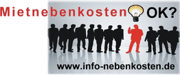 Schattenfiguren mit dem Text "Mietnebenkosten OK?" und einer Glühbirne als Symbol für eine Idee.