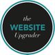 Schwarzer Kreis mit Text: "the WEBSITE Upgrader" in weiß und türkisgrün.