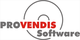 Logo von Provendis Software mit rotem Text und grauen Kreisen darüber.
