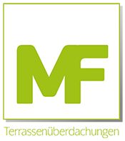 Grünes "MF" Logo mit dem Text "Terrassenüberdachungen" darunter.