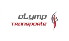 Logo von "Olymp Transporte" mit stilisiertem Symbol in Grau und Rot.