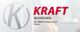 KRAFT Busreisen-Logo, Slogan: "Mit KRAFT entspannt auf Reisen".