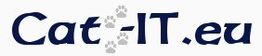 Logo mit Schriftzug "Cat-IT.eu" und Katzenspuren zwischen den Buchstaben.