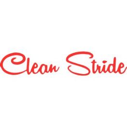 Red "Clean Stride" logo in a cursive font on a white background.