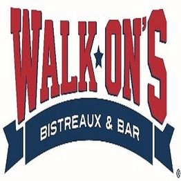 Logo of Walk-On's Bistreaux & Bar with red and blue lettering and a star.
