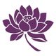 Violette stilisierte Lotusblume mit symmetrisch angeordneten Blütenblättern.