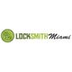 Green logo for Locksmith Miami with keyhole and lock icon.