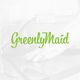 GreenlyMaid logo over an image of a hand cleaning a surface near a sink.