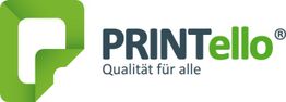 Logo von PRINTello mit Slogan "Qualität für alle" in Grün und Dunkelgrau.