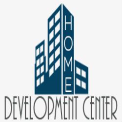 Stylized buildings form the logo for "Home Development Center" in blue and white.