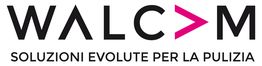 Logo "Walcom" con testo: "Soluzioni evolute per la pulizia". Sfondo bianco.