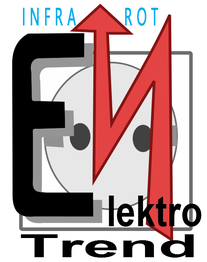 Logo mit Text: "Infrarot Elektro Trend", stilisiertes E und Stecker zeigen nach oben.