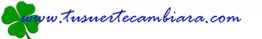 Trébol verde junto al texto "www.tusuertetecambiara.com" en azul.