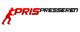 Logo med tekst "Prispresseren" og en rød silhuet af en person til venstre.