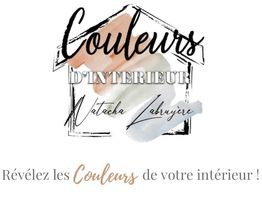 Logo "Couleurs d'intérieur" avec des coups de pinceau et texte "Révélez les couleurs de votre intérieur !"