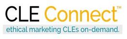 CLE Connect logo with tagline "ethical marketing CLEs on-demand."