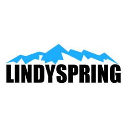 Logo with blue mountains above bold text: "LINDYSPRING".