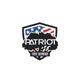 Patriot Tree Service logo with tree silhouette and American flag shield.