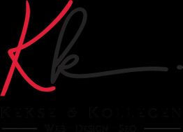 Logo mit rotem und schwarzem "Kk", darunter "Kekse & Kollegen" sowie "Web · Design · SEO".