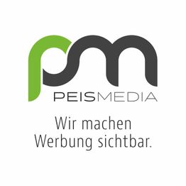PEISMEDIA-Logo mit Slogan: "Wir machen Werbung sichtbar."