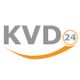 Graues KVD-Logo mit gelbem Bogen und der Zahl 24 in einem Kreis.