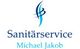 Logo von "Sanitärservice Michael Jakob" mit stilisiertem Wasserhahn-Symbol.