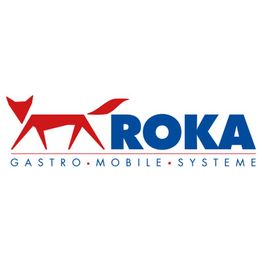 Logo von ROKA: Roter Fuchs neben blauem Schriftzug "ROKA Gastro Mobile Systeme".