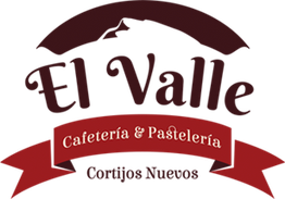 Logo de una cafetería y pastelería con un arco rojo y texto en blanco.