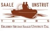Logo von Saale Unstrut Tours mit Boot und zwei Personen, Text: "Erleben Sie das Saale-Unstrut-Tal".