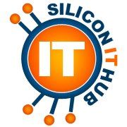 Silicon IT Hub logo with orange and blue circuit design elements.