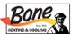 Logo of Bone Heating & Cooling with a stylized flame and a man in a hat, since 1978.