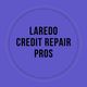 Text: "Laredo Credit Repair Pros" on a purple background with dotted circle.